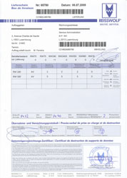 Dazugehöriger Lieferschein